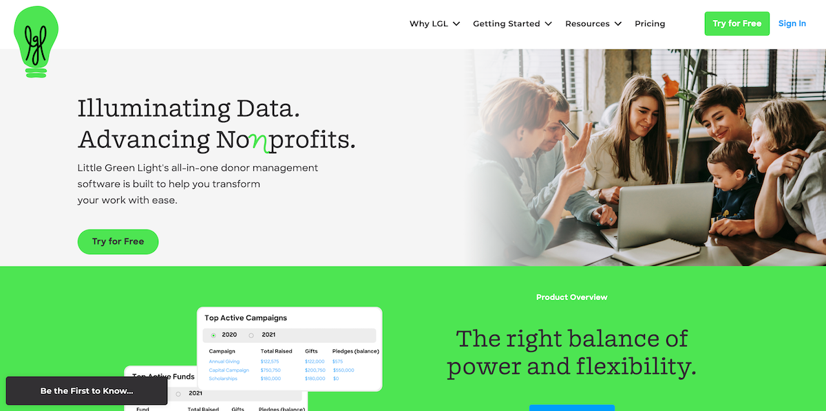 Little Green Light's all-in-one donor management software